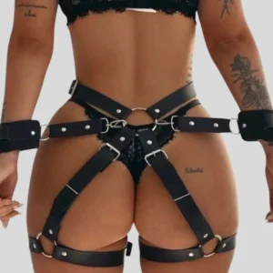 Harness para Cintura em X com Algemas Brasil Fetiche – Preto