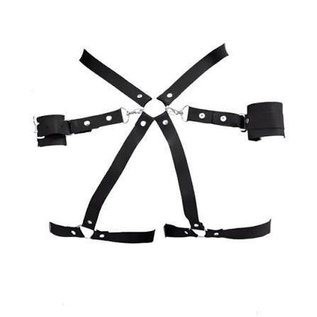 Harness para Cintura em X com Algemas Brasil Fetiche – Preto – detalhe do produto